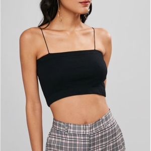 Zaful rib crop tami top in black